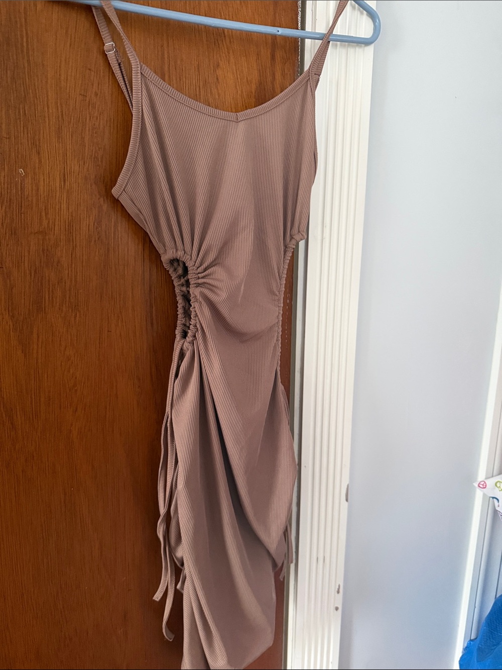 Zaful Mauve Taupe Ruched Side Mini Dress
